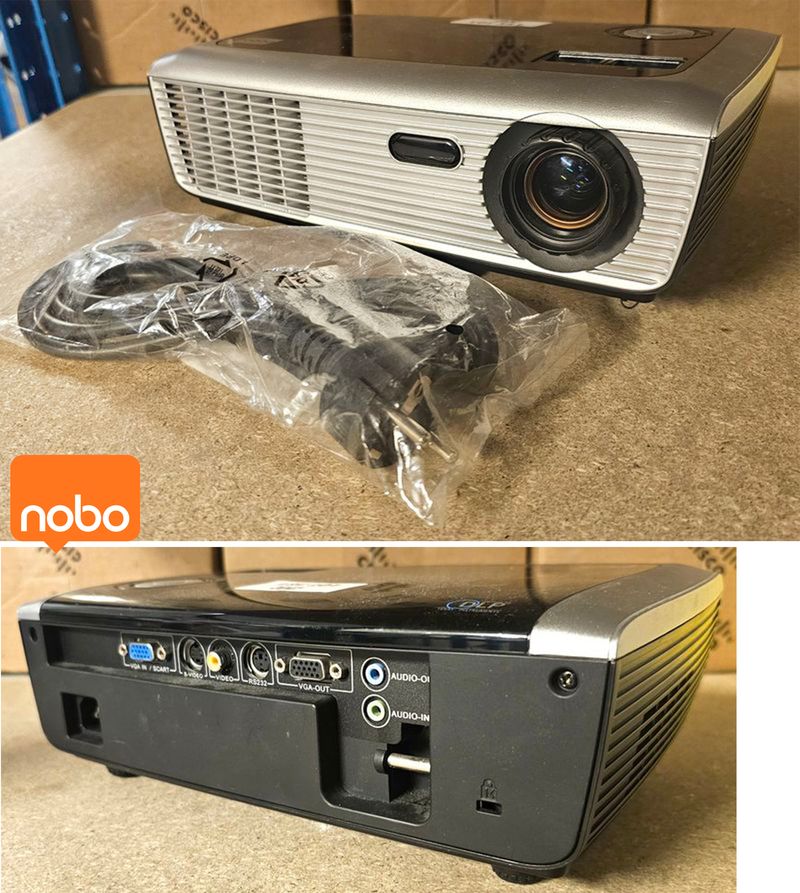 VIDEOPROJECTEUR DLP DE MARQUE NOBO MODELE S28. VENDU AVEC CABLE D'ALIMENTATION.  LOCALISATION -> BAT J : - 1