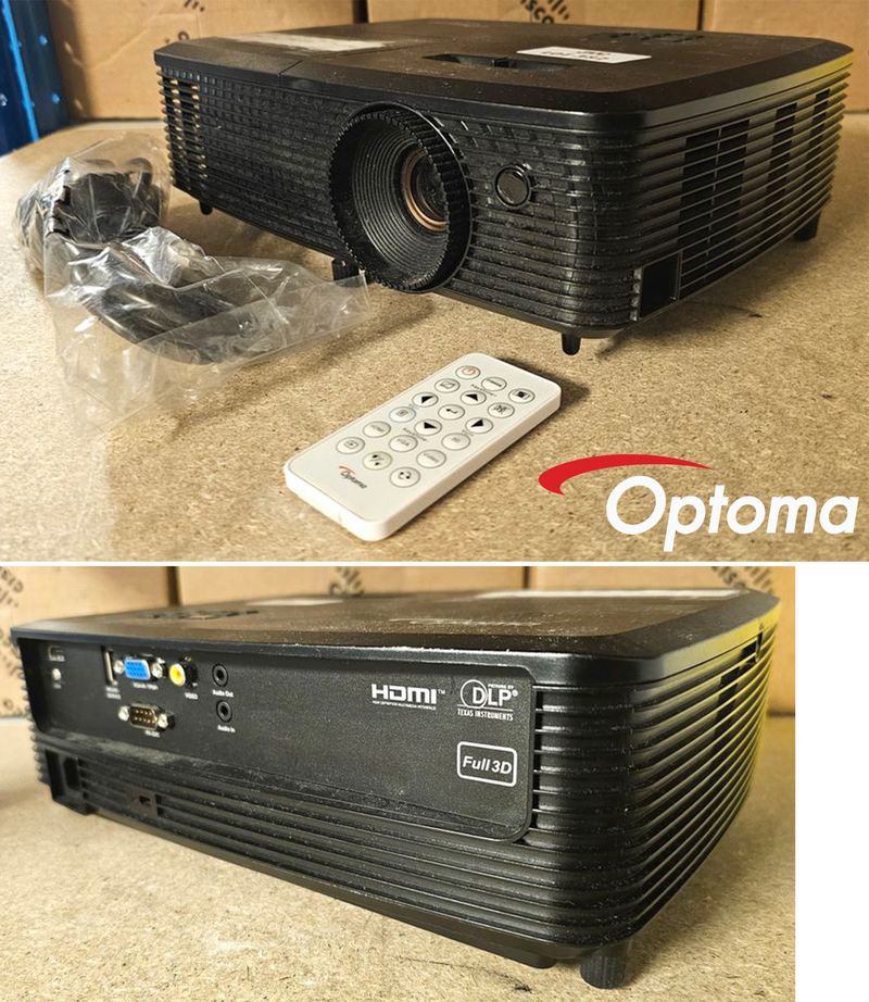 VIDEOPROJECTEUR DLP DE MARQUE OPTOMA MODELE DAWSSG. VENDU AVEC CABLE D'ALIMENTATION ET TELECOMMANDE. LOCALISATION -> BAT J : - 1