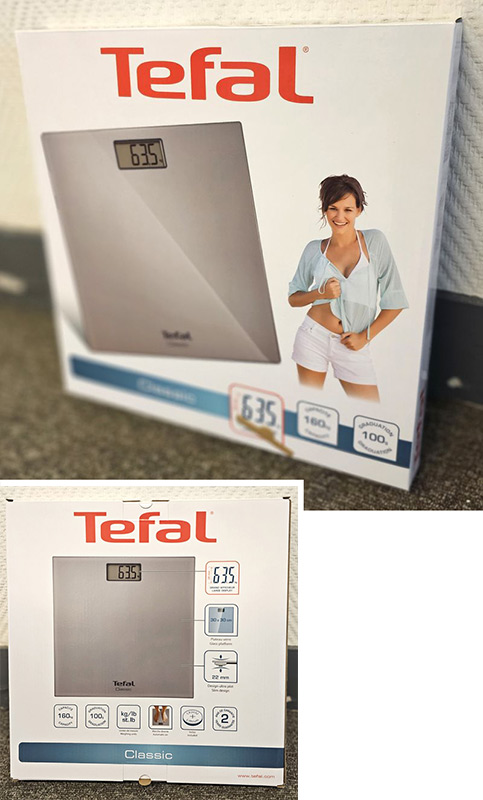 BALANCE OU PESE PERSONNE A AFFICHAGE NUMERIQUE DE MARQUE TEFAL MODELE CLASSIC. MAX : 160 KG, D : 100 G. 30 X 30 CM. VENDU NEUF DANS SON EMBALLAGE D'ORIGINE. 25 UNITES. VENDU A L'UNITE AVEC FACULTE DE REUNION. LOCALISATION -> BAT B : STOCK DELTA 3