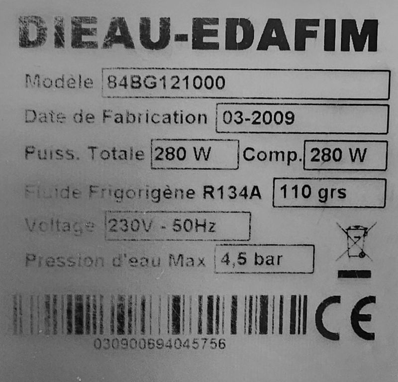 FONTAINE A EAU A 2 BECS A DECLENCHEMENT BOUTON DE MARQUE DIEAU-EDAFIM MODELE 84 BG 121000. VENDU SANS ADOUCISSEUR. LOCALISATION -> BAT FK