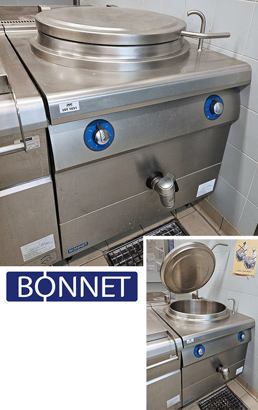 MARMITE DE MARQUE BONNET MODELE B-B906.MABM150.E4 EN INOX ALIMENTAIRE. 100 X 80 X 100 CM. DEMONTAGE PAR L'ACHETEUR DANS LES REGLES DE L'ART. LOCALISATION -> BAT FK