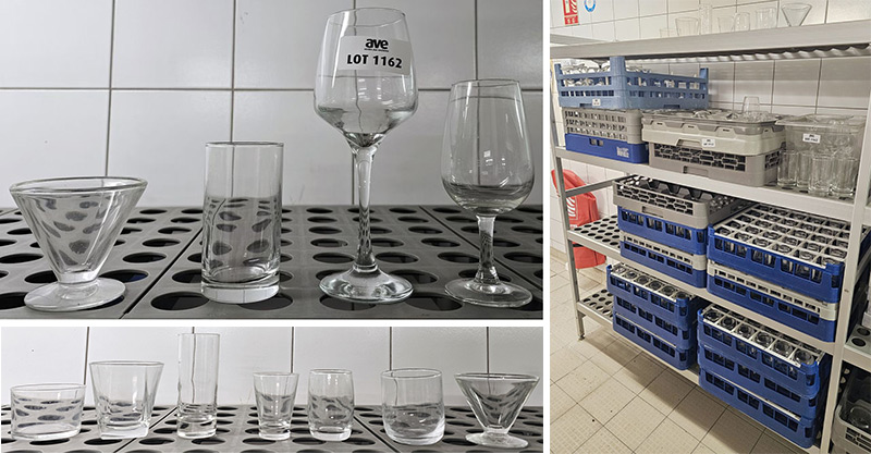 350 (APPROX) VERRES A VIN, VERRES A EAU ET VERRINES. DIVERS MARQUES ET DIVERS MODELES. LOCALISATION -> BAT FK