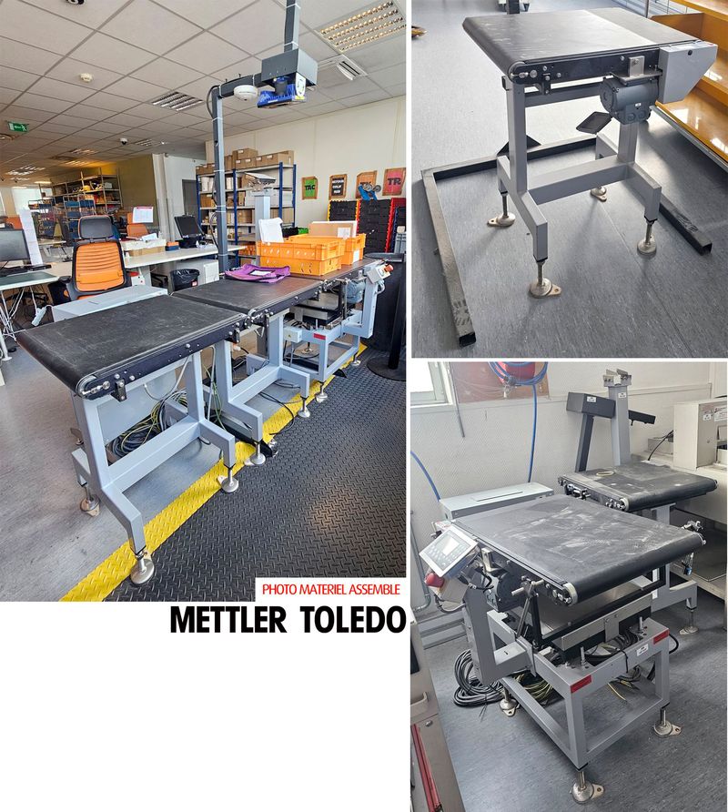 TRIEUSE PONDERALE DE MARQUE METTLER TOLEDO COMPRENANT UN TAPIS ROULANT PESANT MODELE ICS469-40 DMS (86 X 218 X 69 CM), UNE BALANCE MODELE ICS4X9-1 ET UN GENERATEUR. 197 X 218 X 69 CM. VENDU EN L'ETAT NON TESTE. LOCALISATION -> BAT H : 2. ENLEVEMENTS : DU LUNDI 9 AU VENDREDI 13 DECEMBRE 2024 DE 9H A 17H.