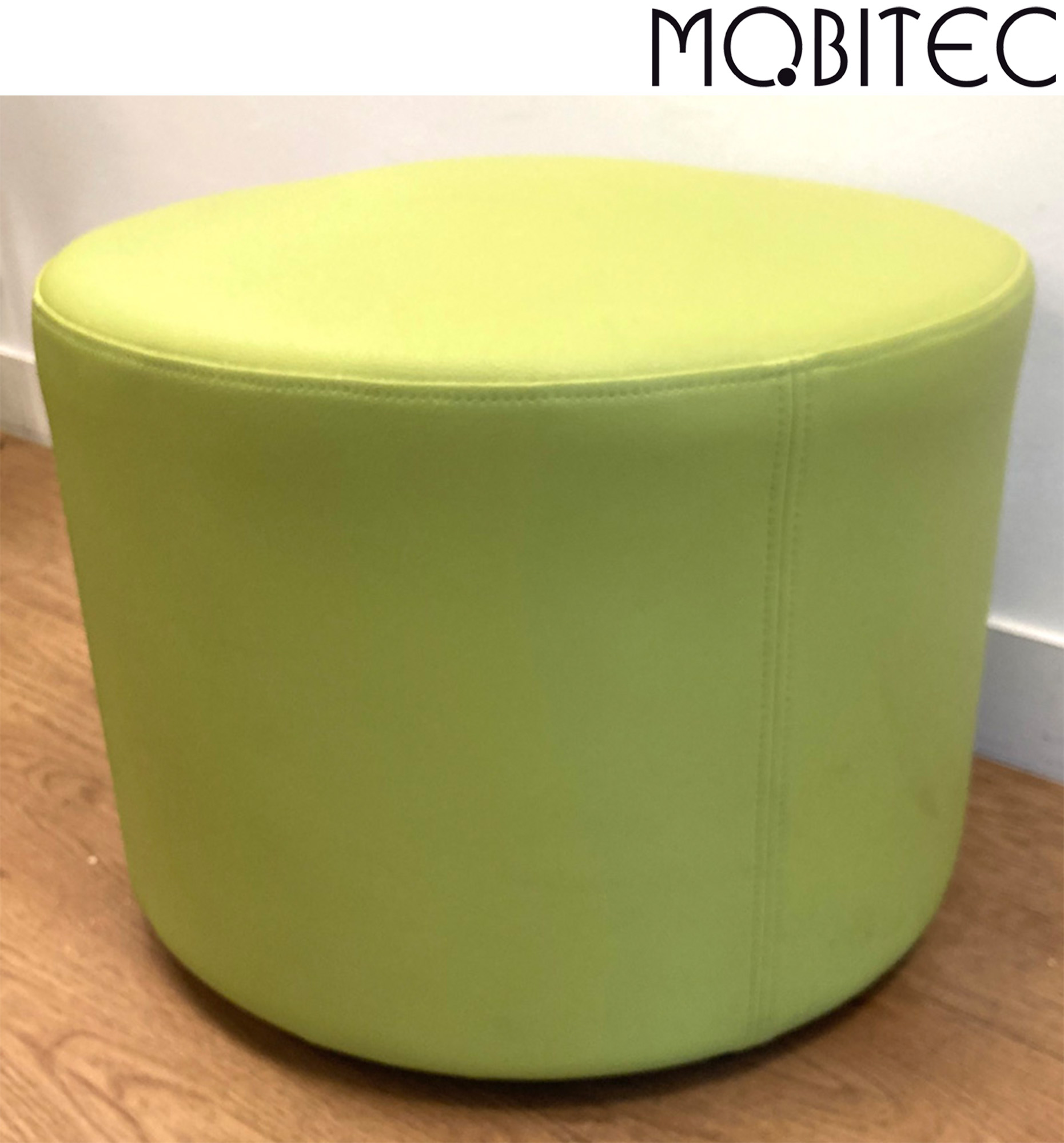 POUF DESIGN PIERRE WEGNEZ MODELE CHEESE EDITION MOBITEC EN SIMILI CUIR SURPIQUE DE COULEUR VERT POMMEE. 38 X 52 CM. 2 UNITES. VENDU A L'UNITE AVEC FACULTE DE REUNION. LOCALISATION -> AVE - 2 BOULEVARD DU GENERAL DE GAULLE - 92500 RUEIL MALMAISON