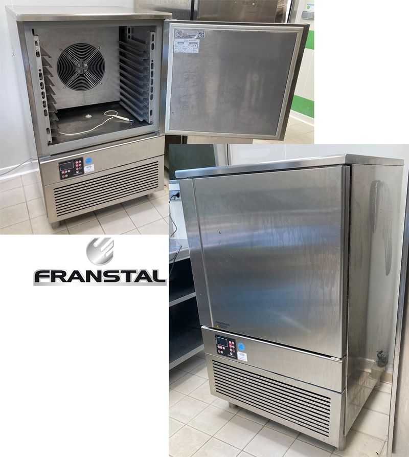 CELLULE DE REFROIDISSEMENT EN INOX DE MARQUE FRANSTAL MODELE FHIRCR101S ABB OUVRANT PAR 1 PORTE SUR UNE ECHELLE A 10 NIVEAUX. 132,5 X 79 X 80 CM.