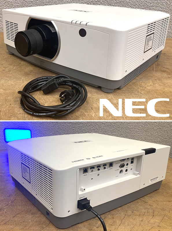 VIDEOPROJECTEUR DE MARQUE NEC MODELE NP-PA803UL AVEC SON CABLE D'ALIMENTATION. 20 X 58 X 57 CM.