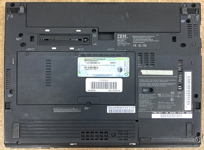 2 ORDINATEURS PORTABLES DONT 1 15 POUCES DE MARQUE TOSHIBA MODELE SATELLITE L300 - 1GC SYSTEM UNIT PSLB8E-0CL029FR PROCESSEUR INTEL CELERON 2.16 GHZ 3 GO DE RAM DISQUE DUR 100 GO AVEC LICENCE WINDOWS ET SON ALIMENTATIONET 1 12 POUCES DE MARQUE IBM MODELE X40 PROCESSEUR INTEL PENTIUM 1.20 GHZ 512 MB DE RAM AVEC LICENCE WINDOWS ET ALIMENTATION.