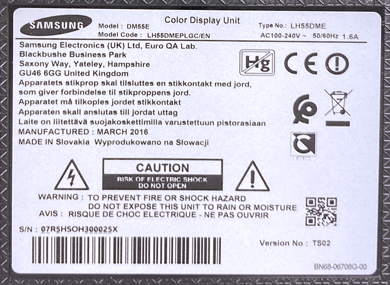 MONITEUR LED 55 POUCES DE MARQUE SAMSUNG MODELE DM55E AVEC OU SON CABLE D'ALIMENTATION ET AVEC OU SANS SA TELECOMMANDE. 21 UNITES. VENDU A L'UNITE AVEC FACULTE DE REUNION.