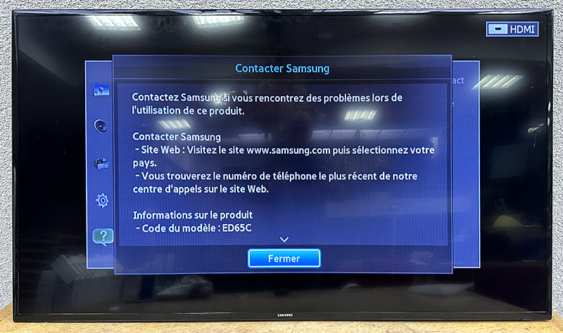 MONITEUR A ECRAN LED 120 HERTZ DE 65 POUCES DE MARQUE SAMSUNG MODELE ED65C. VENDU AVEC CABLE VIDEO HDMI. 2 UNITES. VENDU A L'UNITE AVEC FACULTE DE REUNION.